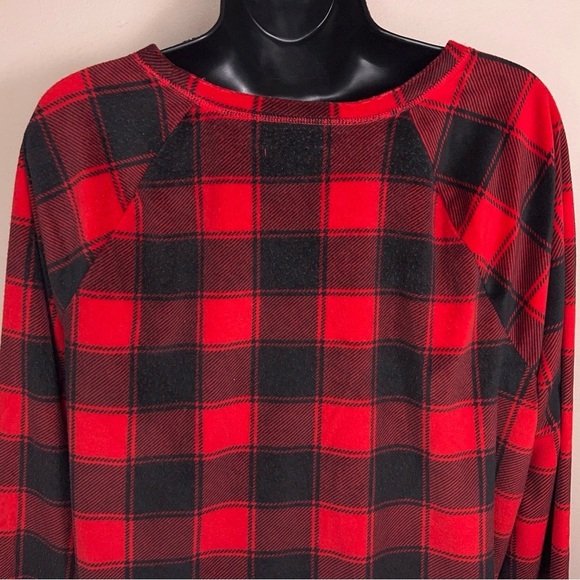 XL SONOMA RED BLACK FLEECE PLAID FLANNEL CASUAL COZY LONG SLEEVE WOMENS - Picture 6 of 12